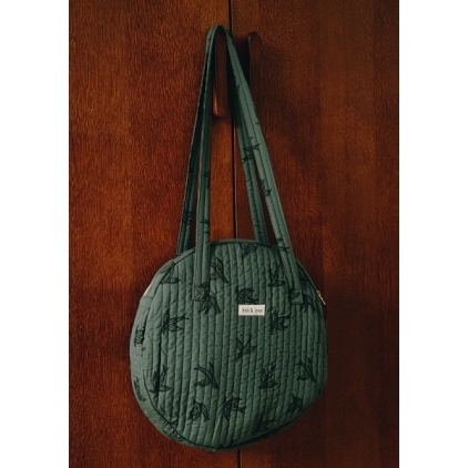 Grand sac rond porté épaule - Green Bird