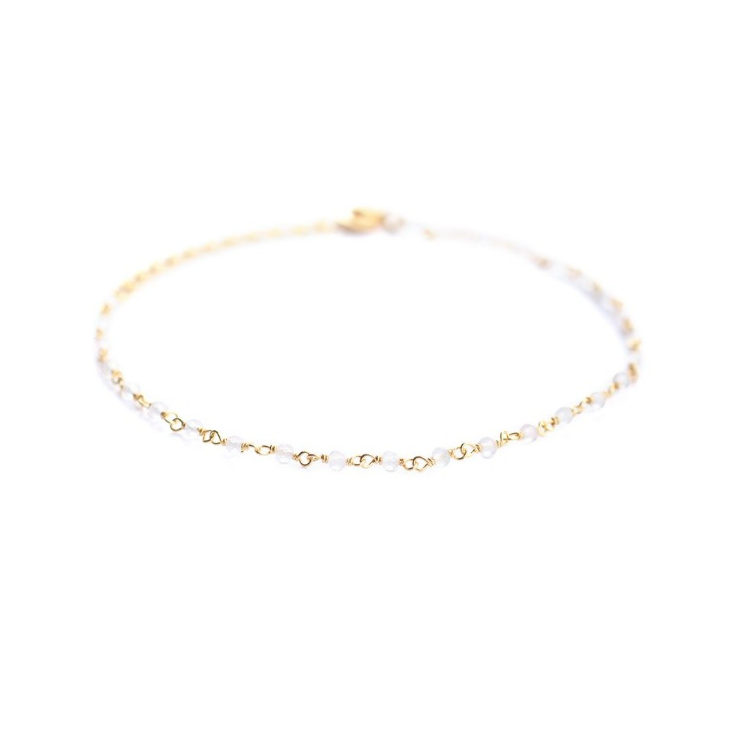 Bracelet 1 row rose quartz gold plated - 2023-GB-4
