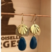 Boucles d'oreilles laiton doré - Sister - Pétrole