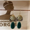 Boucles d'oreilles laiton doré - Sister - Vert