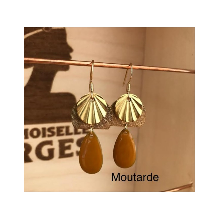 Boucles d'oreilles laiton doré - Sister - Moutarde