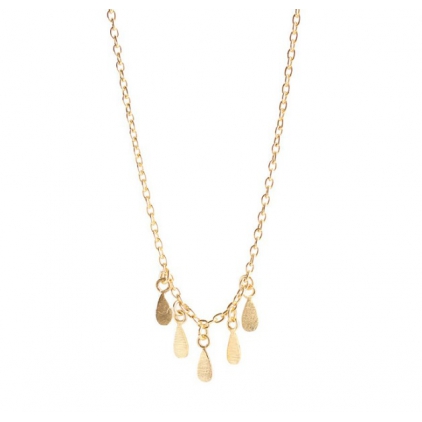 Collier - 5 metal drops - Gold plated - 3005-GB