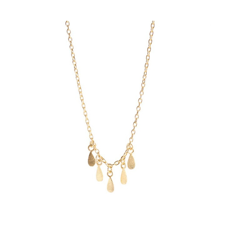 Collier - 5 metal drops - Gold plated - 3005-GB