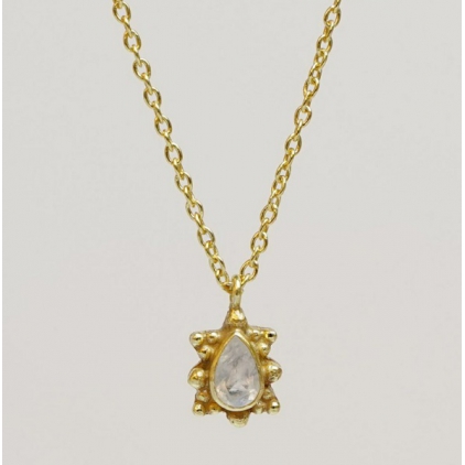 Collier white moonstone drop with dots g.pl. 3194-GB-1