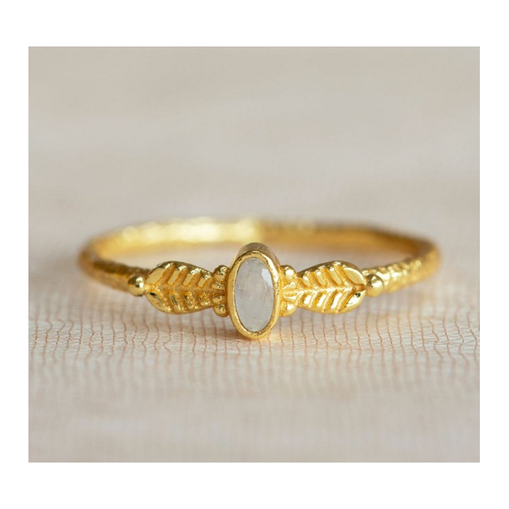 Bague Adoré oval w. moonst. with leaves g.pl. taille 54 4356GB1