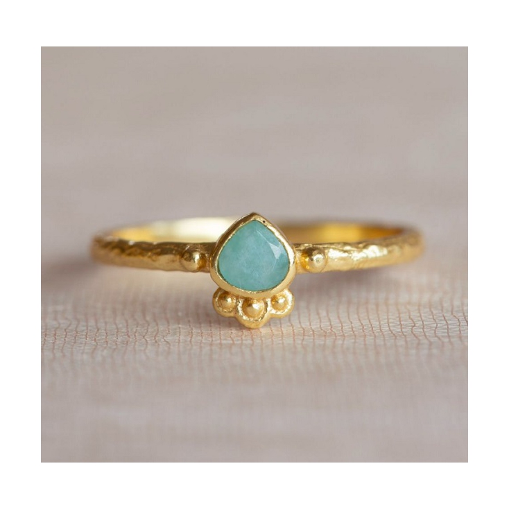 Bague Alie triangle 3mm amazonite dots g.pl Taille 54 4359GB5