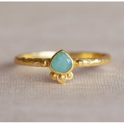 Bague Alie triangle 3mm amazonite dots g.pl Taille 52 4359GB5