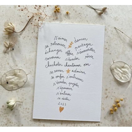 Papillonnage - carte postale - Voeux - Coeur