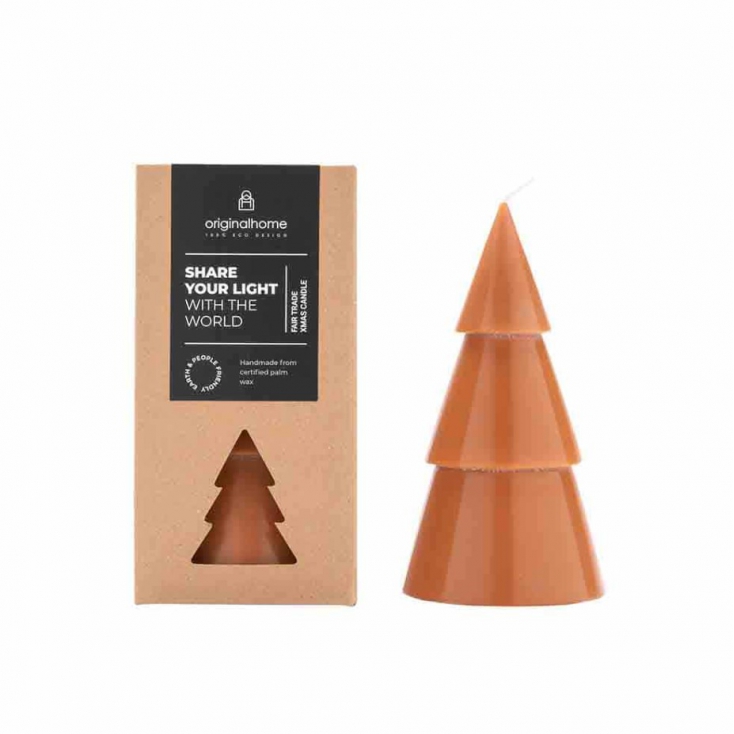 Xmas Tree Candle L - Cognac