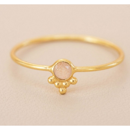 Bague Abrial 3mm peach moonstone dots g.pll taille 52 4406GB4