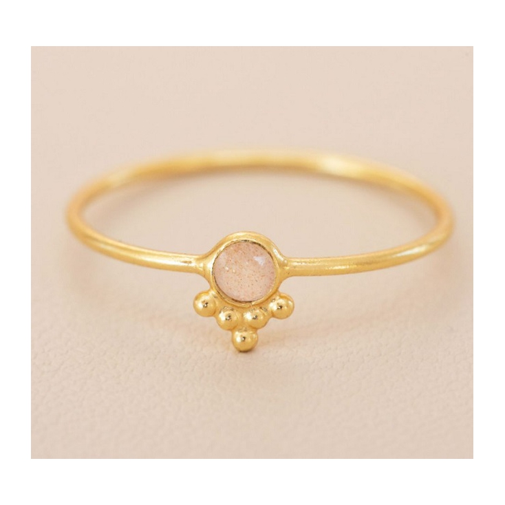Bague Abrial 3mm peach moonstone dots g.pll taille 52 4406GB4