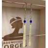 Boucles d'oreilles laiton doré - Bisou - Bleu roi
