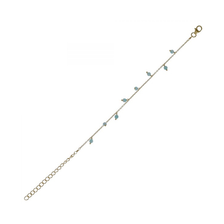 Bracelet 3mm 8 pendants amazonite beads gold plated - 2099-GB-5