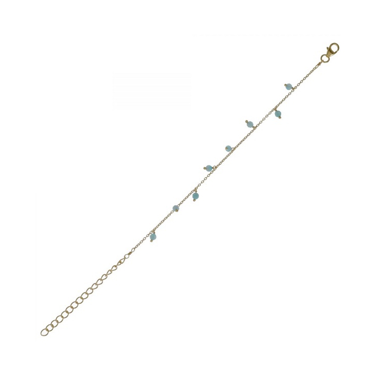 Bracelet 3mm 8 pendants amazonite beads gold plated - 2099-GB-5