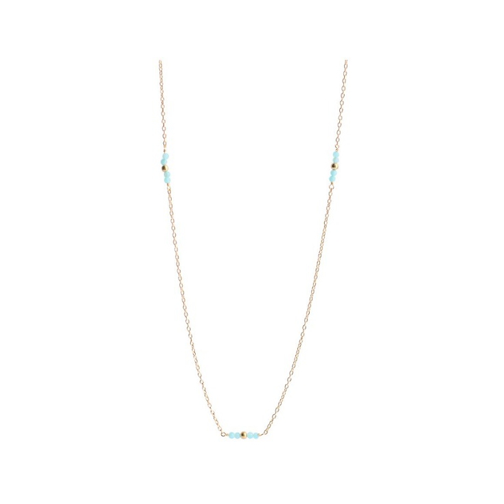 Collier 2mm amazonite 45 cm gold plated - 3041-GB-5