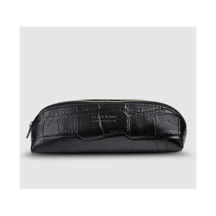 Pencil Case - Black Croco Leather - Small