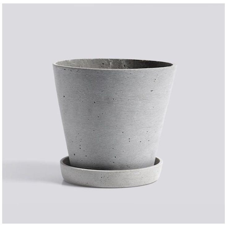 Pot de fleur avec soucoupe - L - Grey