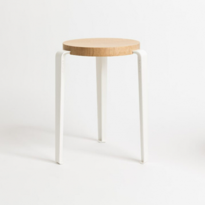 Tabouret Lou - 45cm - Finition hêtre - Blanc nuage
