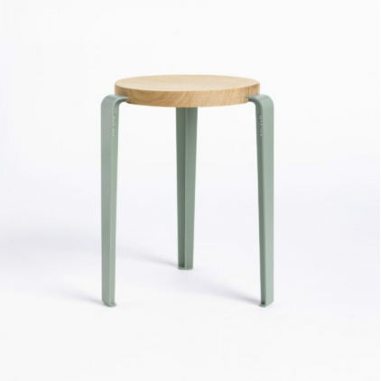 Tabouret Lou - 45cm - Finition hêtre - Gris eucalyptus
