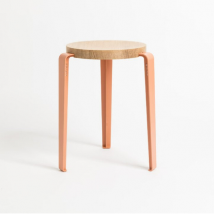 Tabouret Lou - 45cm - Finition hêtre - Rose cendré