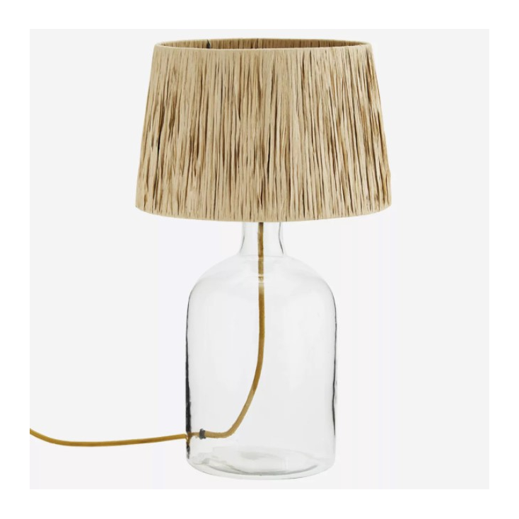 Glass Table Lamp with rafia shade