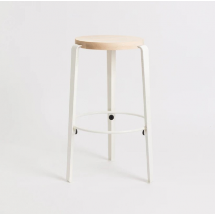 Tabouret Mi-Lou - 66cm - Finition hêtre - Blanc Nuage