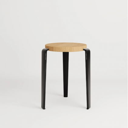 Tabouret Lou - 45cm - Finition chêne - Noir graphite