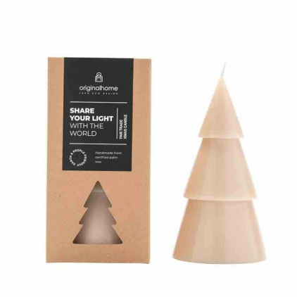 Xmas Tree Candle L - Beige