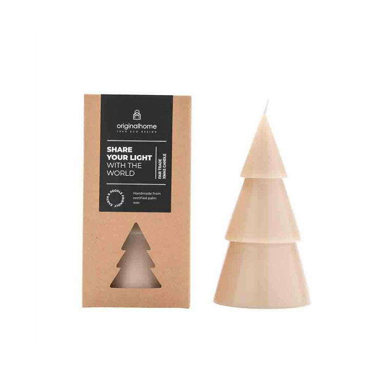 Xmas Tree Candle L - Beige