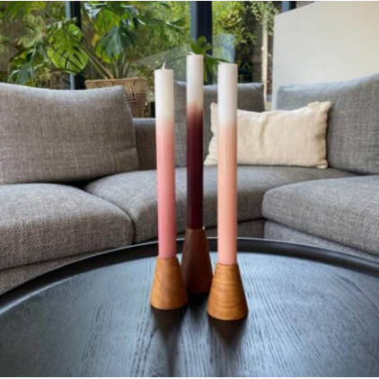 Gradient Candles Long set de 3 - Dusty Rose