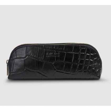 Pencil Case - Black Croco Leather - Large