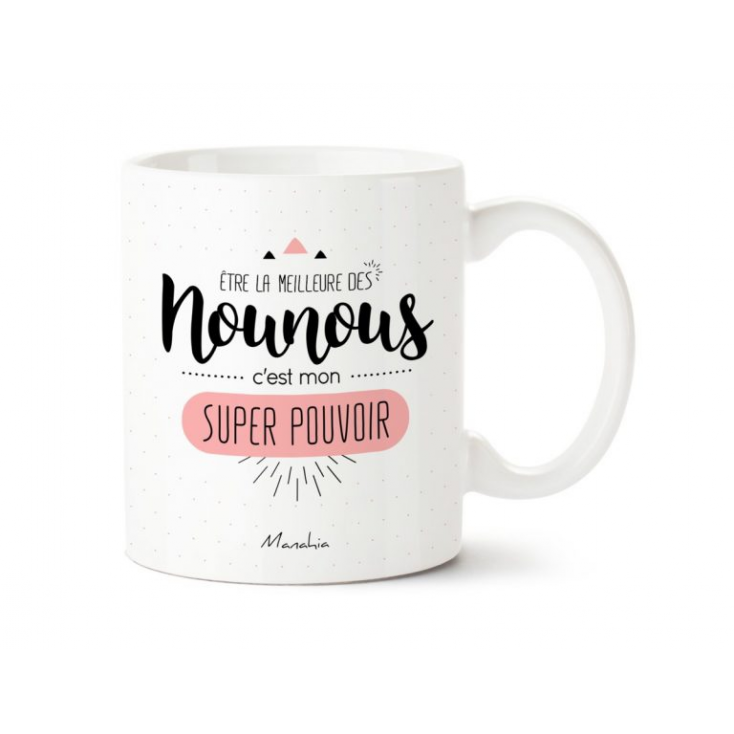 Mug nounou super pouvoir - Rose Avril