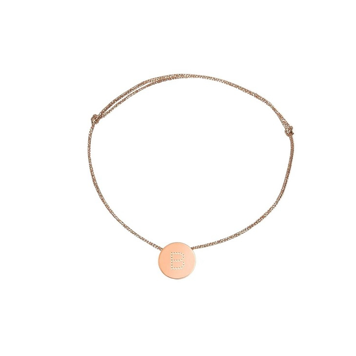 bracelet cordon rose gold - lettre B