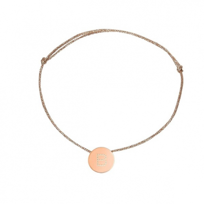 bracelet cordon rose gold - lettre Q