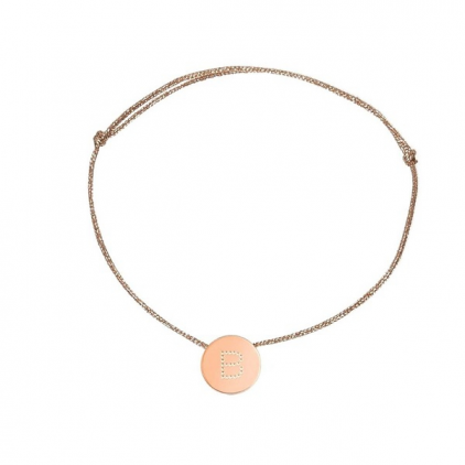 bracelet cordon rose gold - lettre W