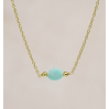 Collier - amazonite oval with two dots - gold plated - 3196-GB-5
