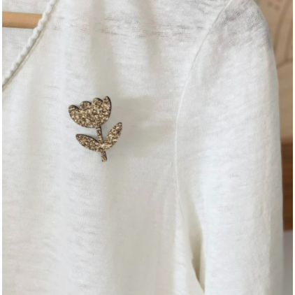 Pin's en feutrine - tulipe - doré