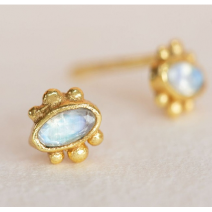 Boucles d'oreilles Adoré stud oval moonstone gold plated 1845-GB-1