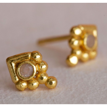 Boucles d'oreilles Adé stud diam. dots peach moonstone gold plated 1838-GB-4