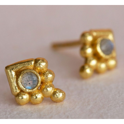 Boucles d'oreilles Adé stud diam. dots labradorite gold plated 1838-GB-2