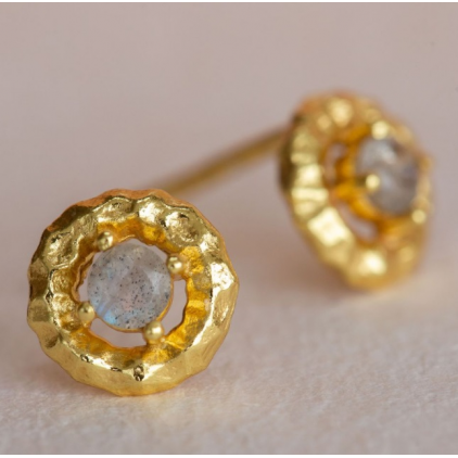 Boucles d'oreilles Alaina stud labradorite round gold plated 1863-GB-2