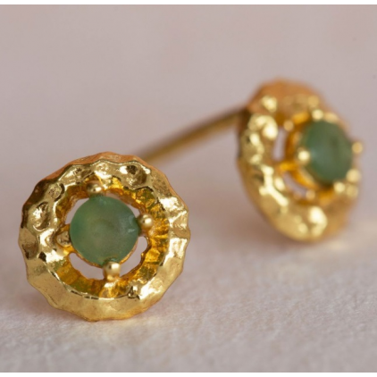 Boucles d'oreilles Alaina stud nefrite round gold plated 1863-GB-7