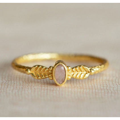 Bague Adoré oval quartz rose with leaves g.pl. taille 52 4356GB23