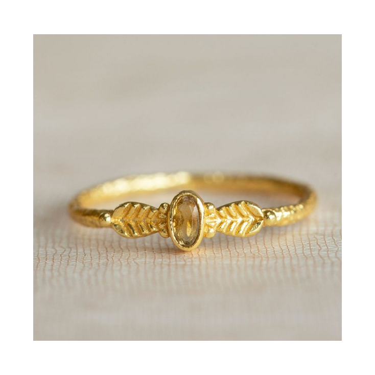 Bague Adoré oval citrine with leaves g.pl. taille 54 4356GB38