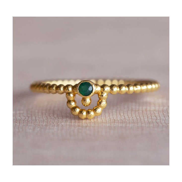 Bague Aime half circle dots 2mm green agate g.pl taille 52 4355gb15