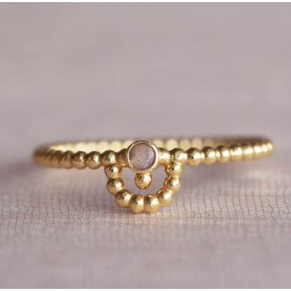 Bague Aime half circle dots 2mm peach moonstone g.pl taille 54 4355gb4