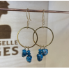 Boucles d'oreilles laiton doré - Anaïs - bleu