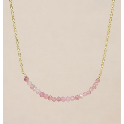 Collier peach tourmaline small beads gold plated - 3187-GB-11