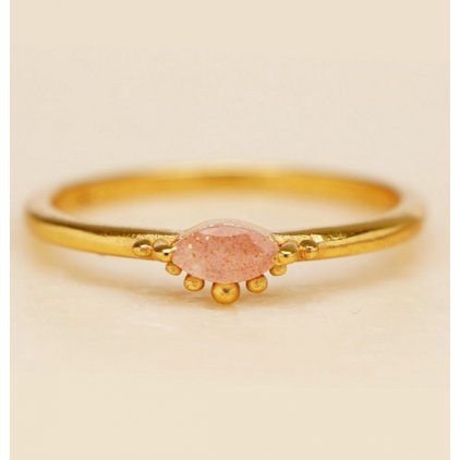 Ring peach moonstone 2,5x5mm single dots gem 4276-GB-4-054