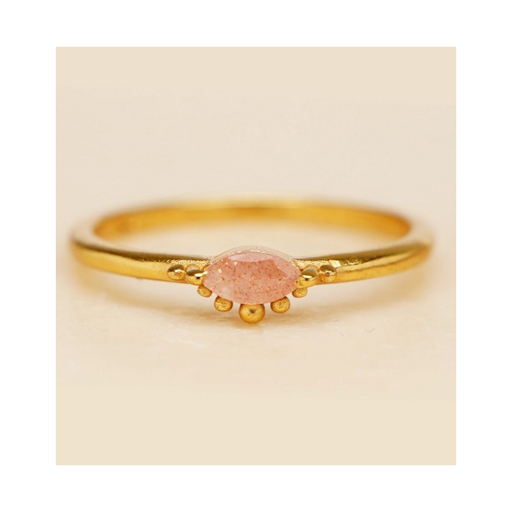 Ring peach moonstone 2,5x5mm single dots gem 4276-GB-4-054